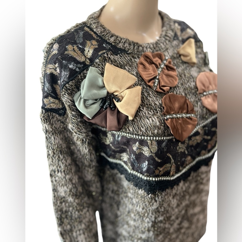 Bonnie & Bill by Holly Dolly Parton Vintage chunky sparkly vintage Sweater-S - Picture 4 of 11